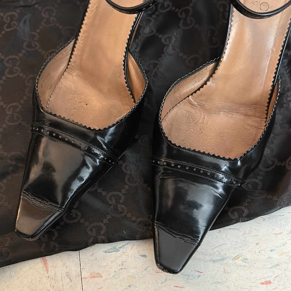 SOLD Vintage Gucci Black Patent kitten heel dress shoes size 8.5 - Picture 8 of 17